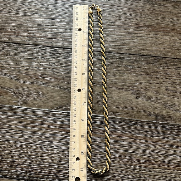 Vintage Signed Trifari Gold and Black Twisted Cord Neclace - Picture 5 of 7